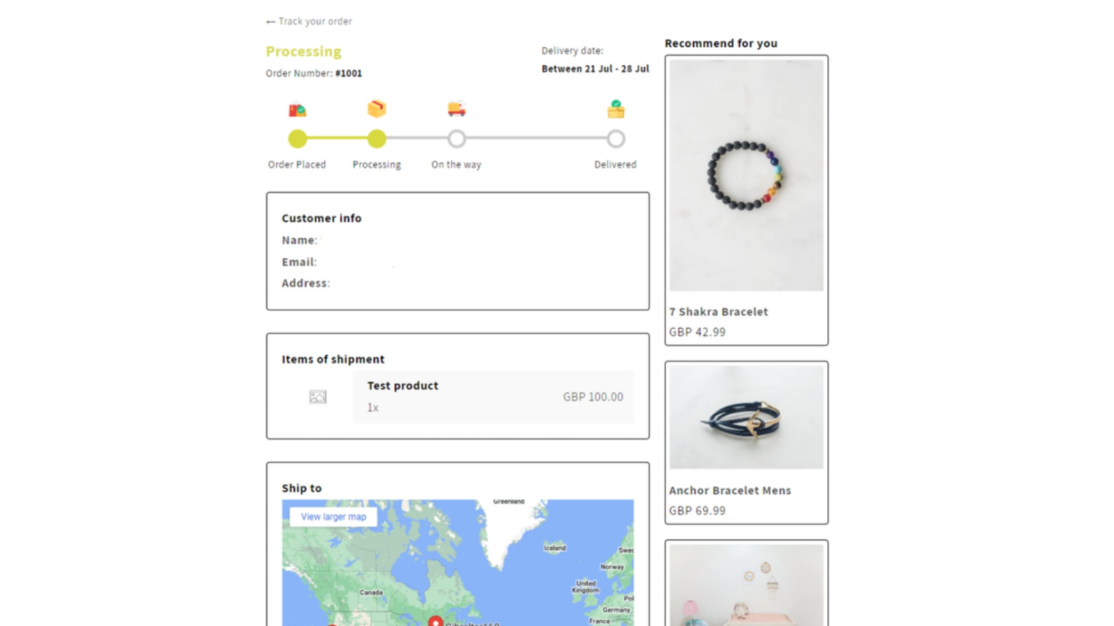 Aangepaste Tracking Pagina