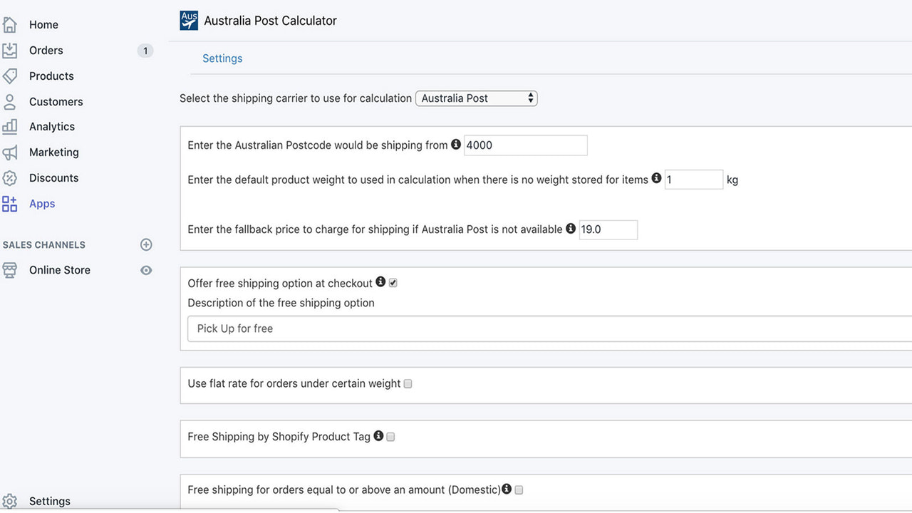 Australia Post Calculator Screenshot