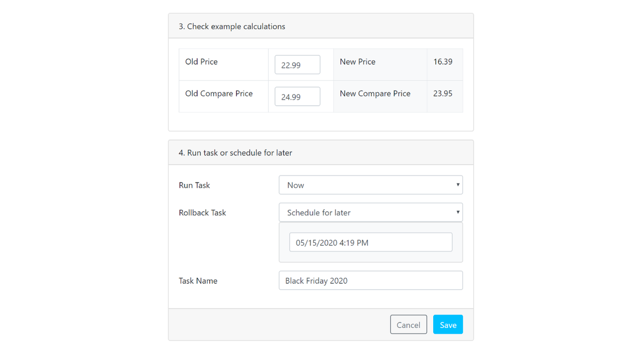 Check calculations and schedule task