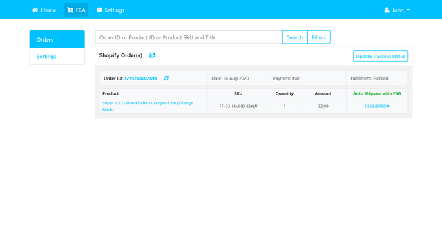 Shopify Ordrer for FBA