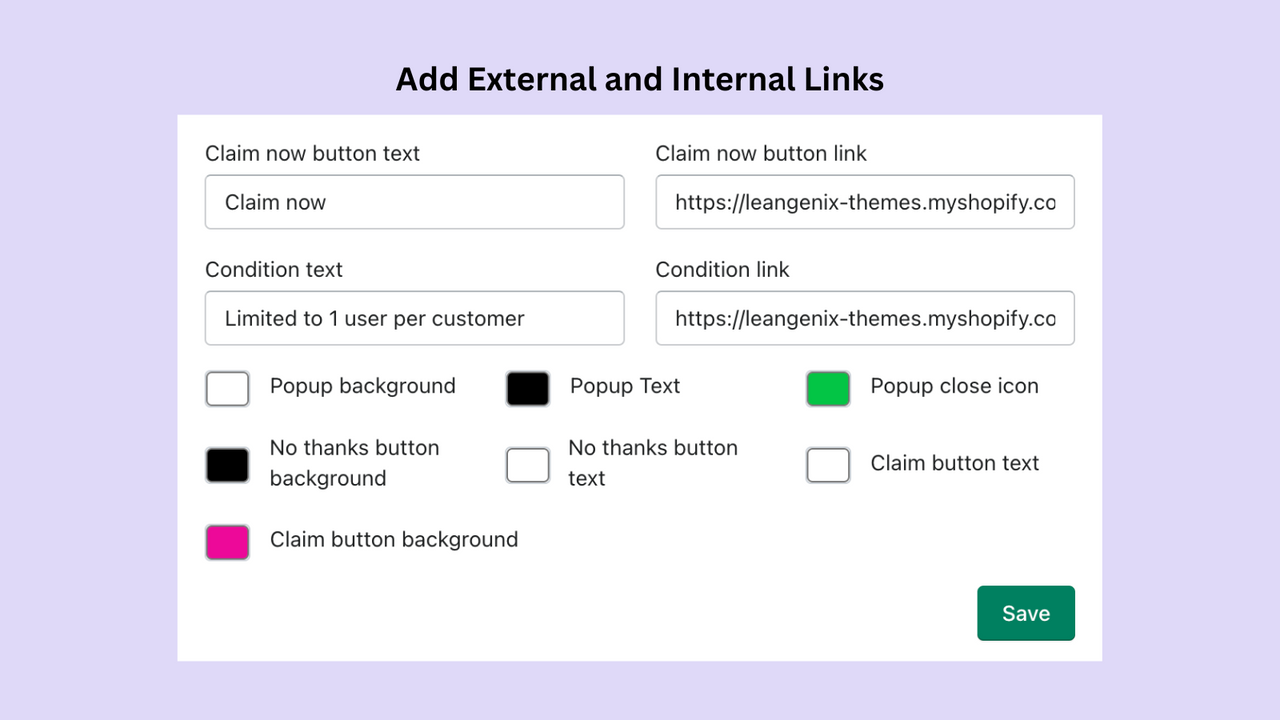 Adicione links externos e internos