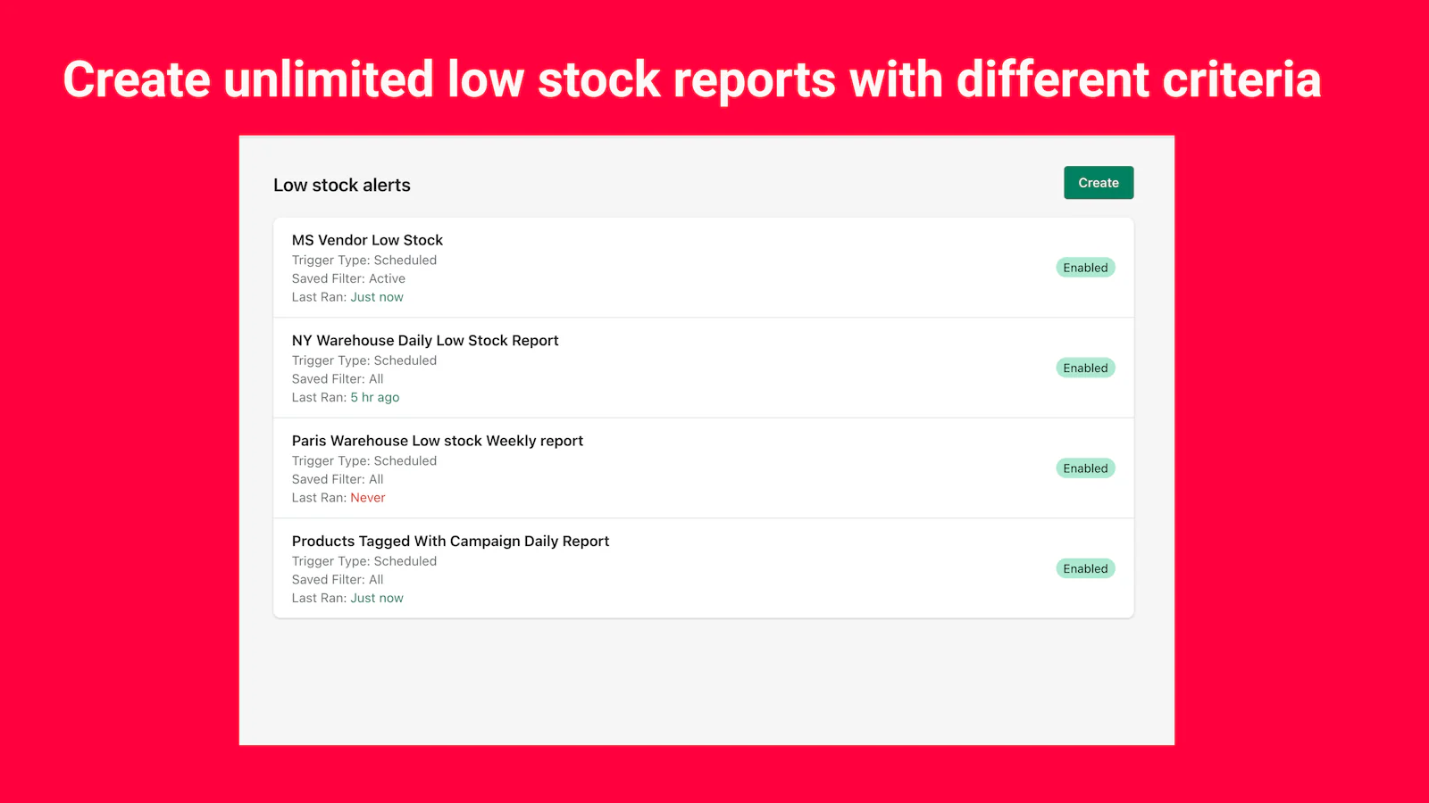 Alertas de stock bajo