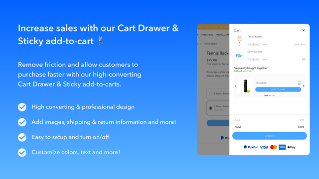 Product bundles, cart upsell, cart drawer, volume discount, cart