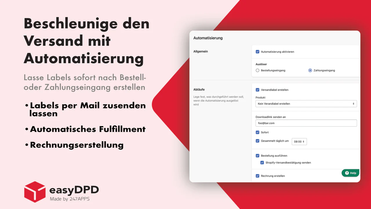 Automatische DPD Versandlabel Erstellung regelbasiert in Shopify