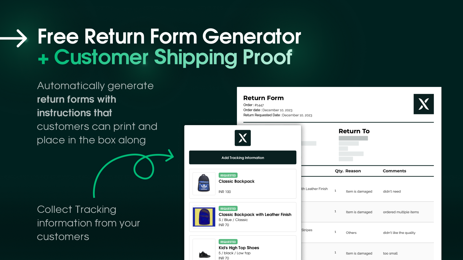 Return Form Generator | Customer Shipping Proof