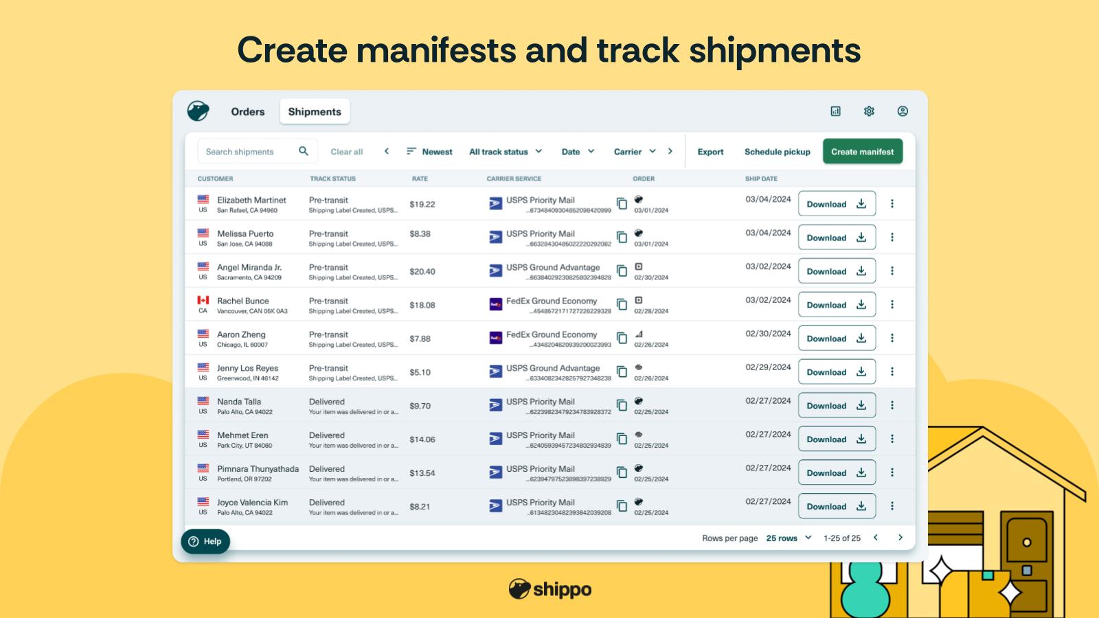 Create manifests and track shipments