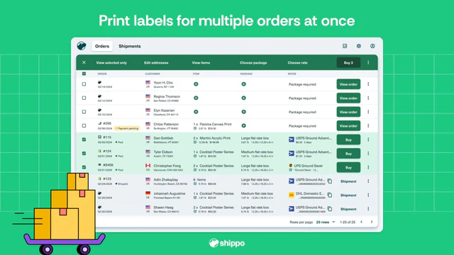 Print labels for multiple orders at once