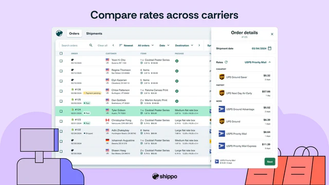 Comparez les tarifs entre les transporteurs