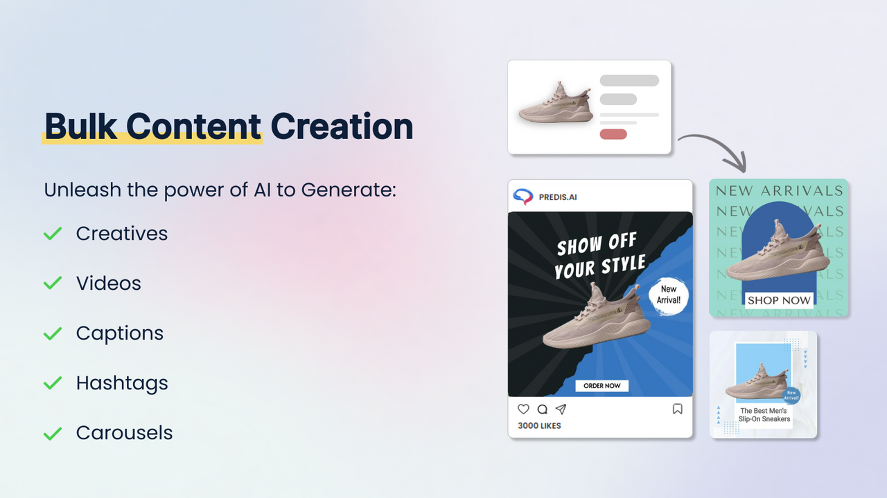 bulk social media content creation from product information