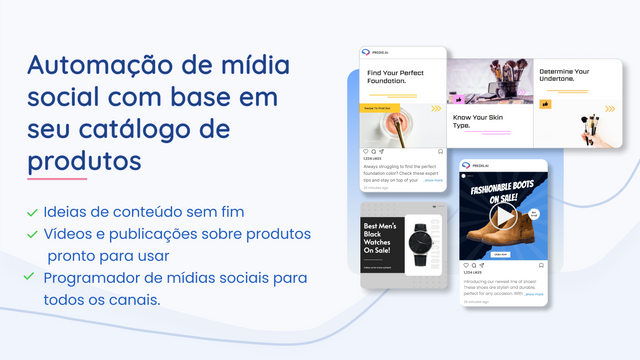 Automação de mídias sociais com base no seu catálogo de produtos