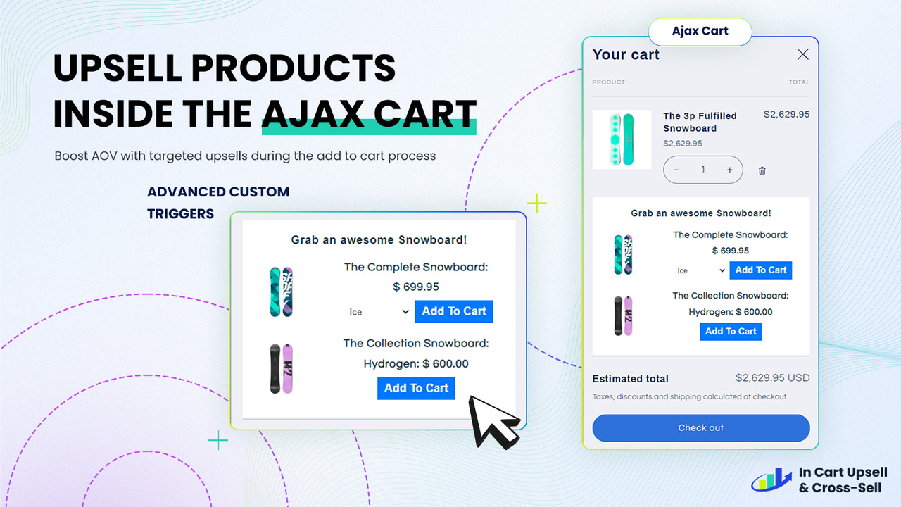 Upsell kompatibel med AJAX kundvagnar, låda, och popup kundvagnar