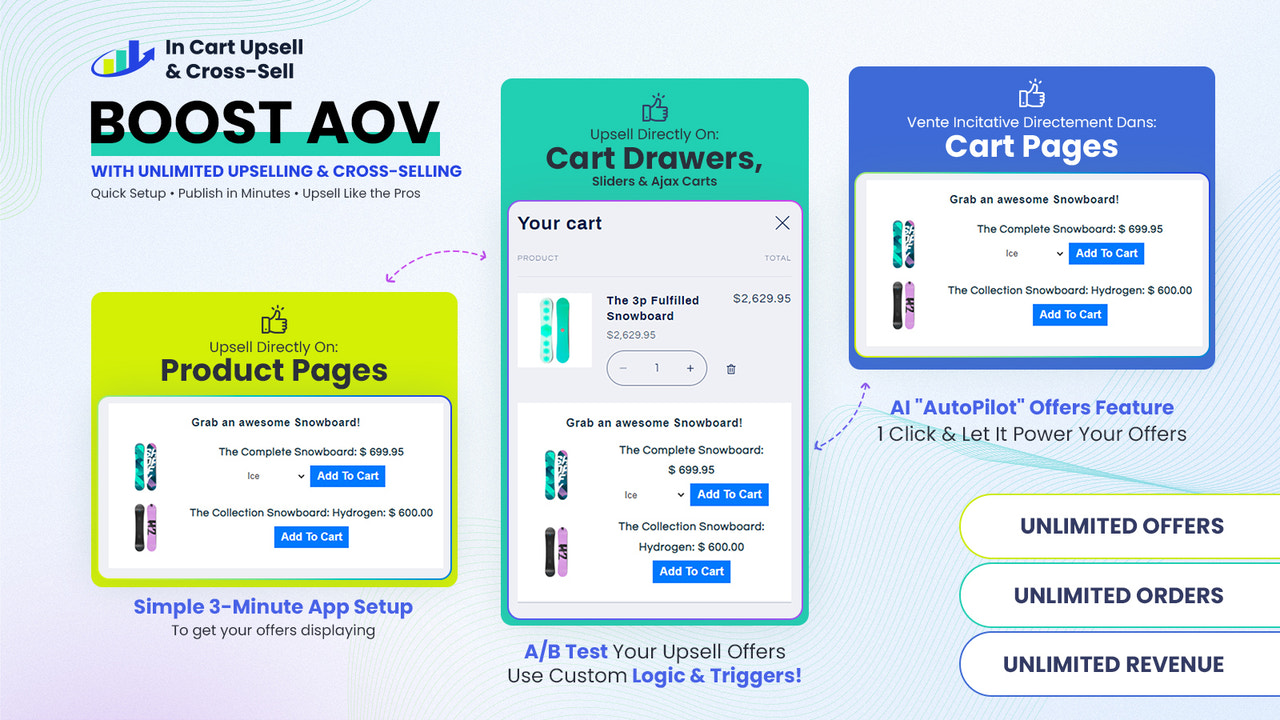 Shopify推销应用 - 直接在购物车中推销以提升AOV