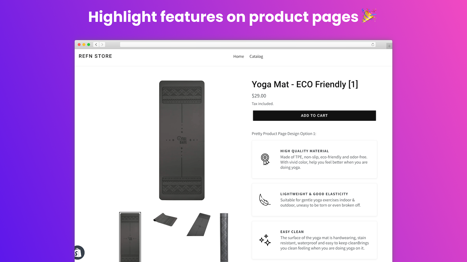 Pretty Product Features Screenshot