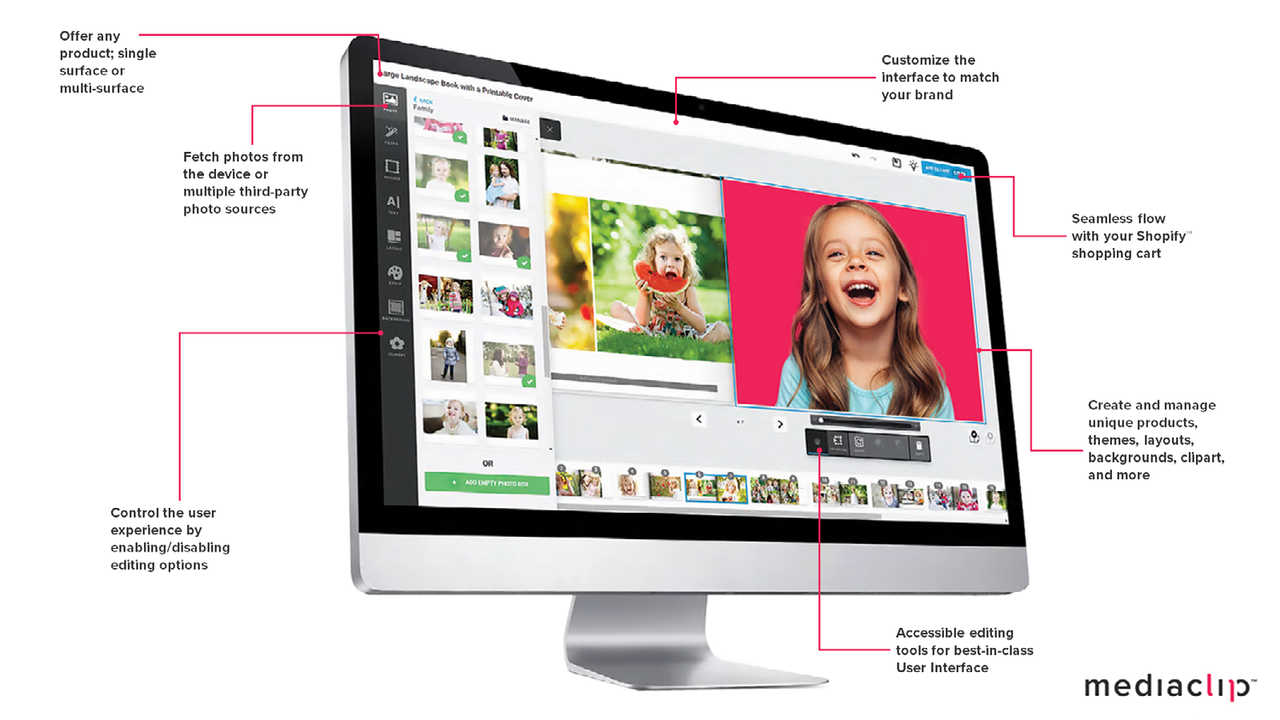 Diseñador en línea de Mediaclip para crear productos personalizados