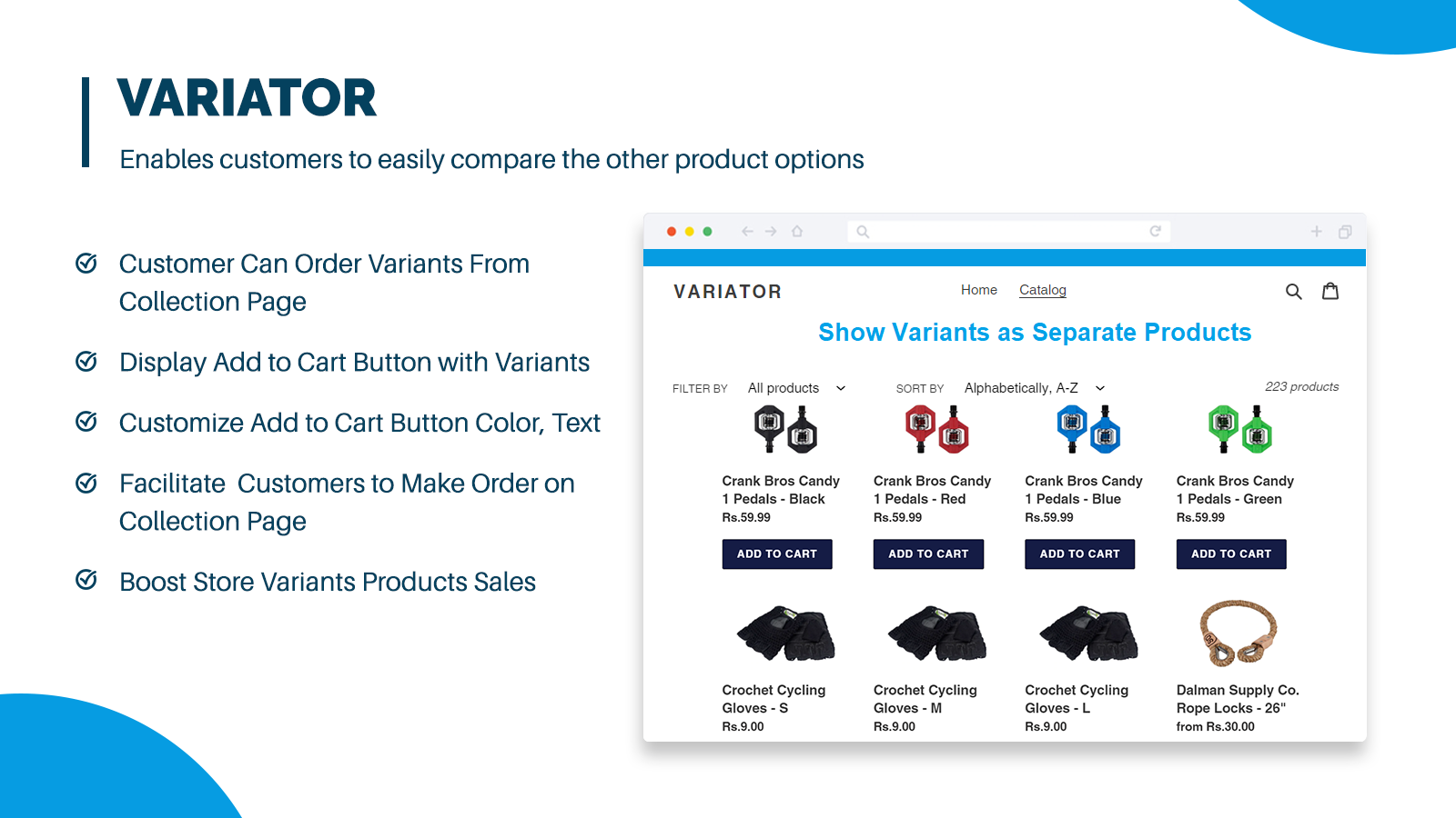 General settings display variants as a seprate products