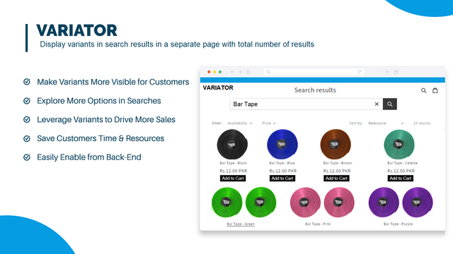 display variants as a seprate products in search bar