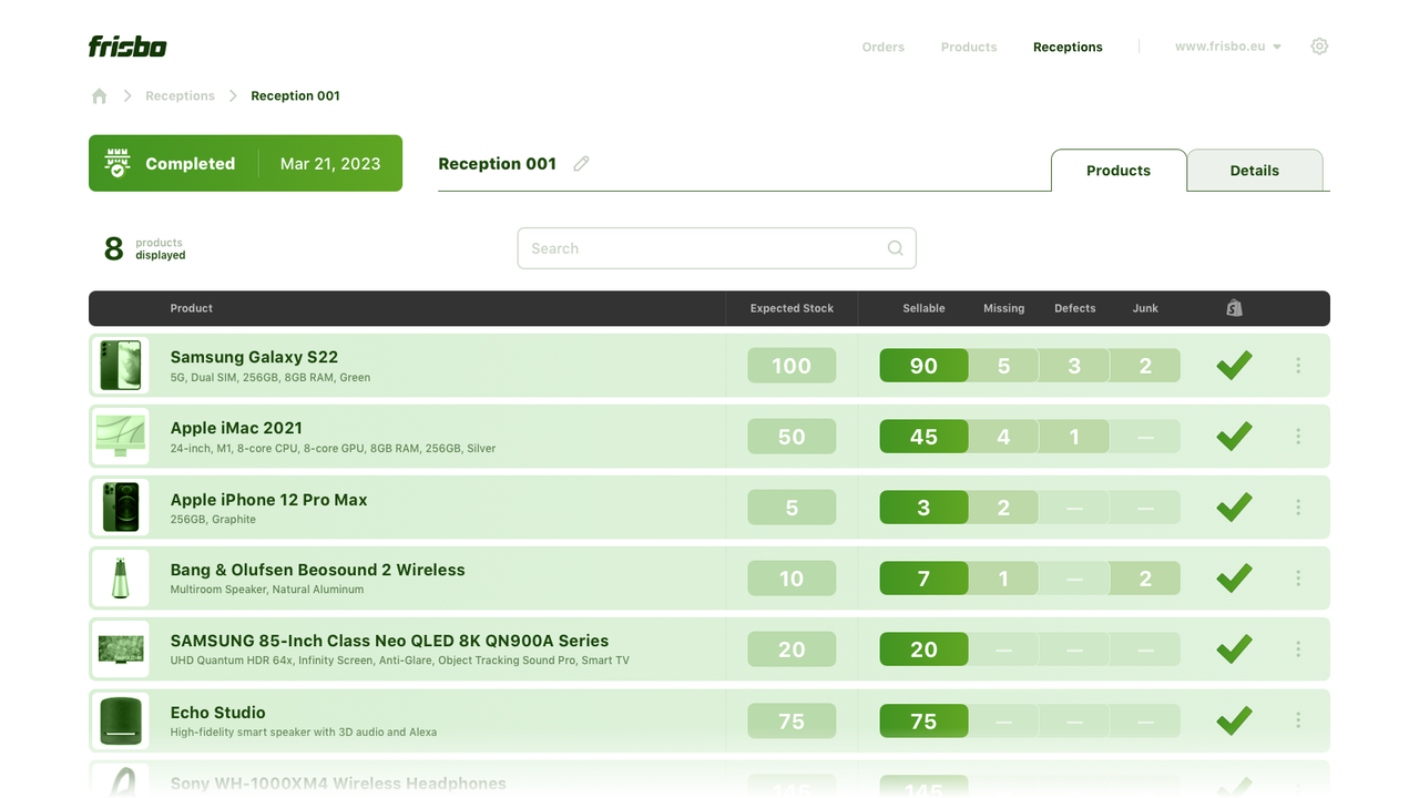 Inventory reception, real-time tracking, fulfillment network