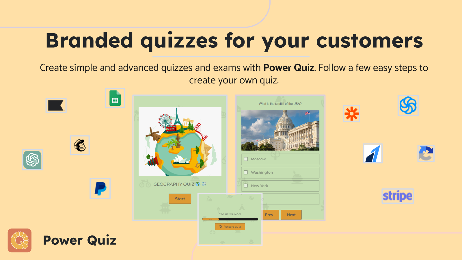 Power Quiz vous permet de créer un nombre illimité de Quiz.