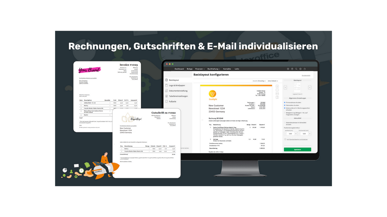 lexoffice buchhaltung integration shopify layout rechnung email