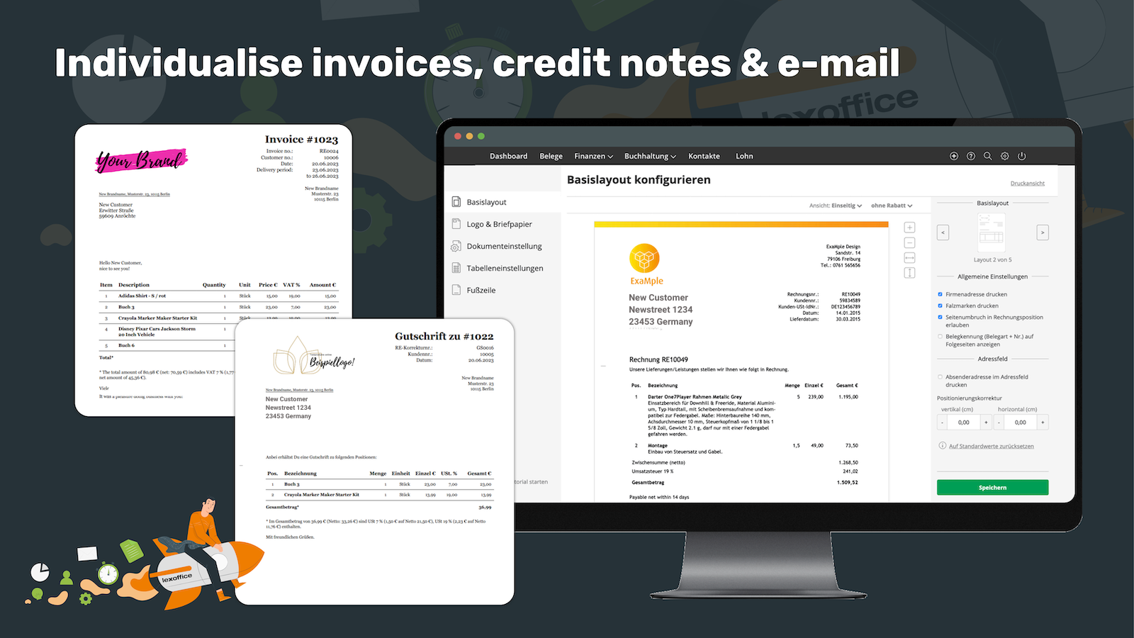 integración lexoffice shopify diseño de factura por correo electrónico