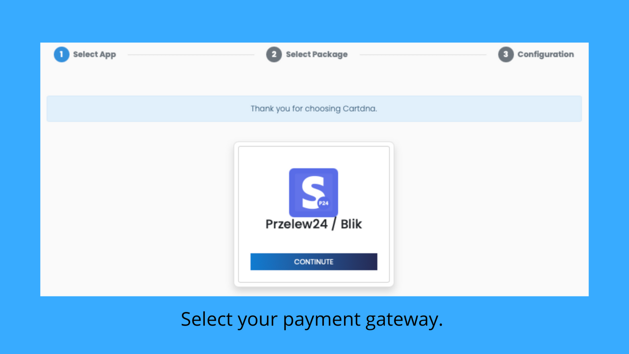 Vælg din betalingsgateway.