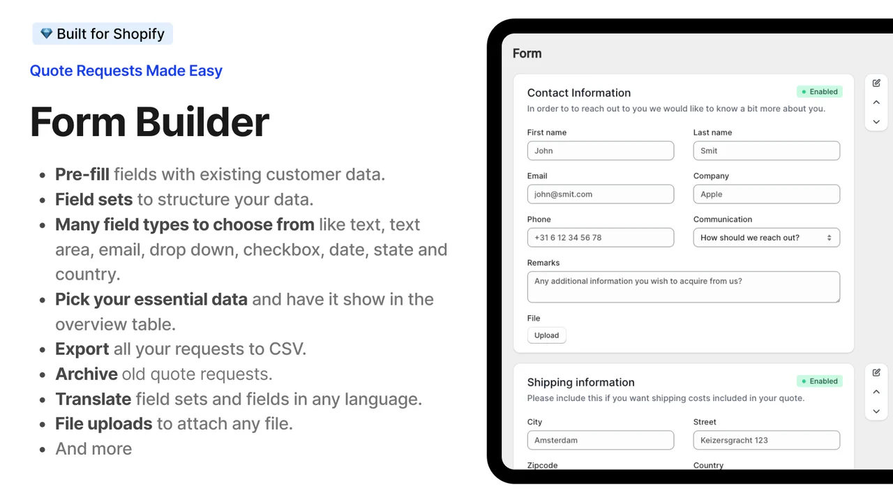 Ontwerp uw eigen offerteformulier en verzamel de informatie die u nodig heeft.