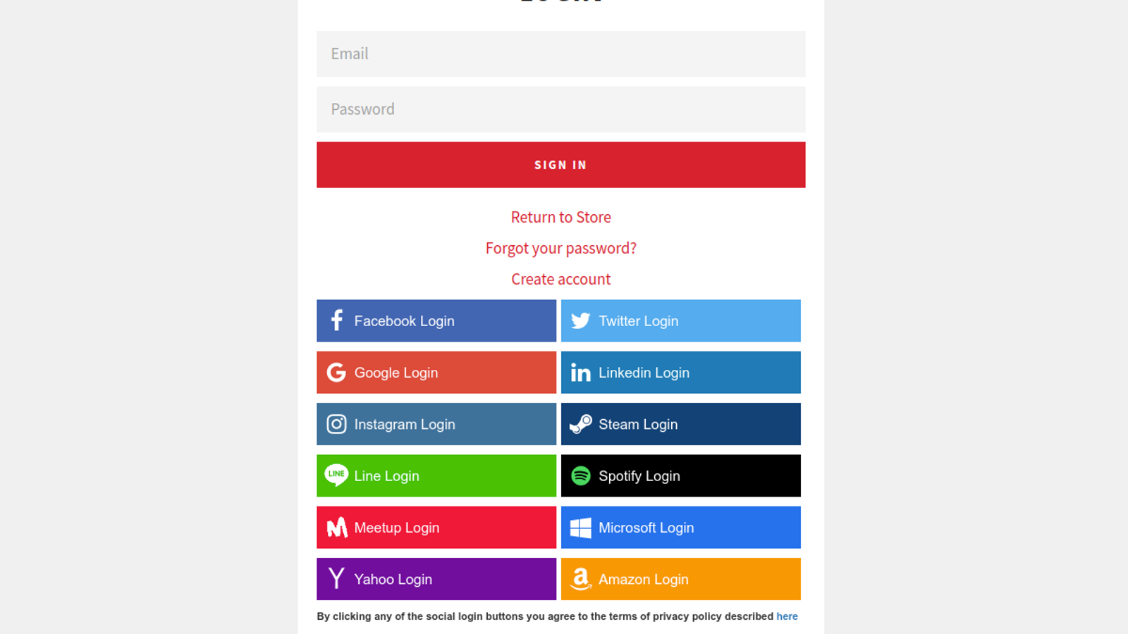 Social Login Buttons