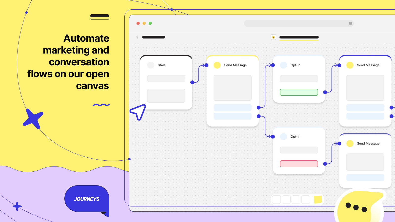 Automate marketing and conversation flows on your open canvas