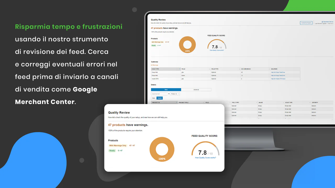 Verifica la qualità del feed prima dell'invio al Merchant Center