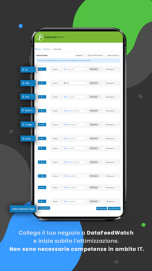 Mappa, ottimizza, categorizza i feed prodotti con DataFeedWatch