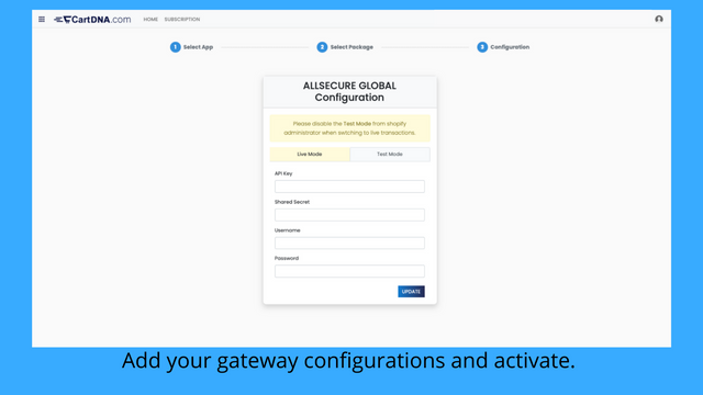 Voeg uw gateway-configuraties toe en activeer. 