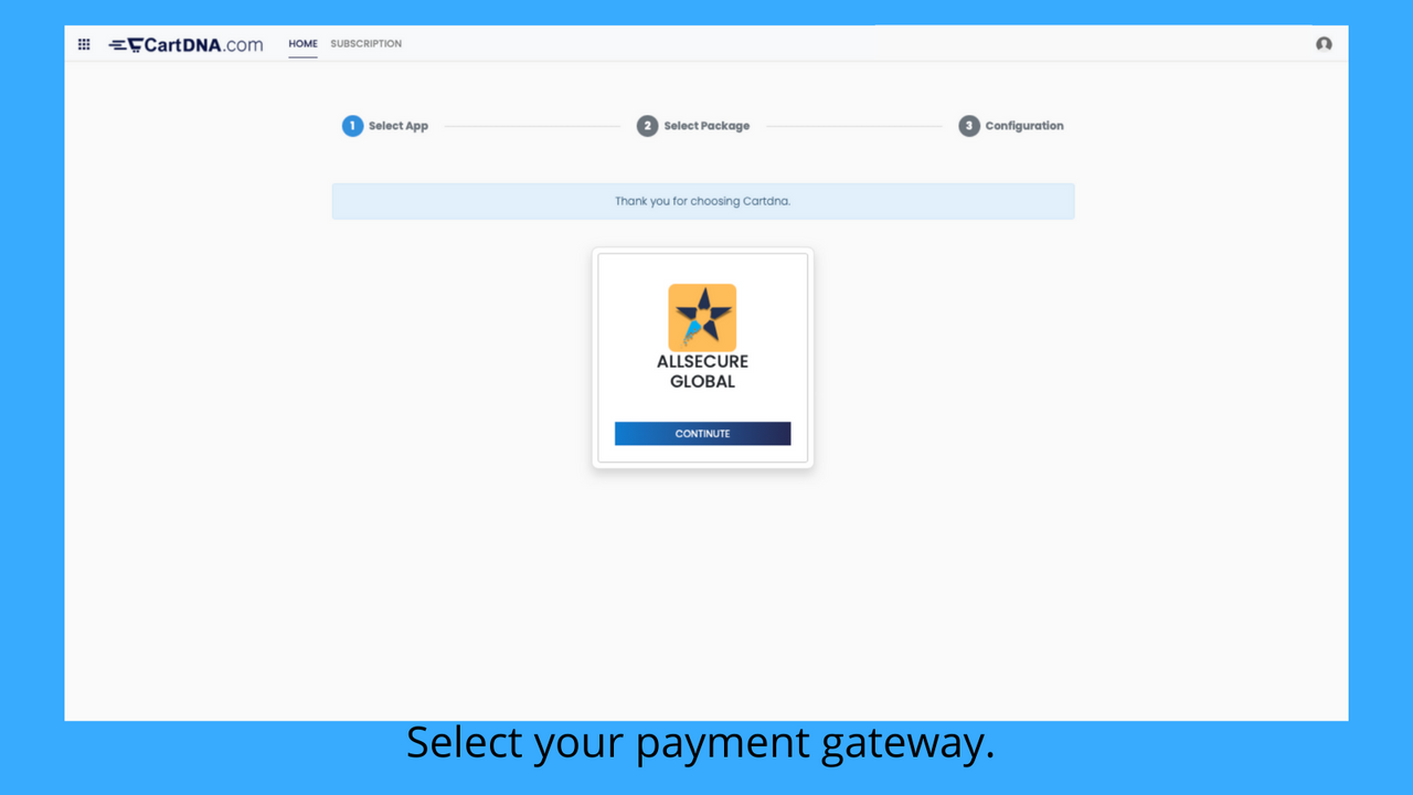 Select your payment gateway. 