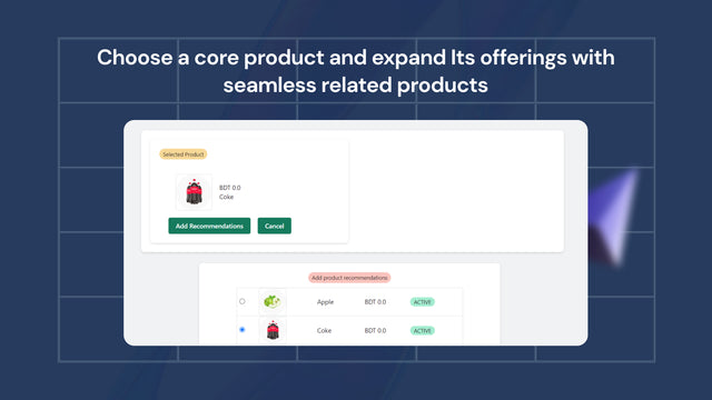 Sélectionnez n'importe quel produit pour définir le produit associé sous ce produit