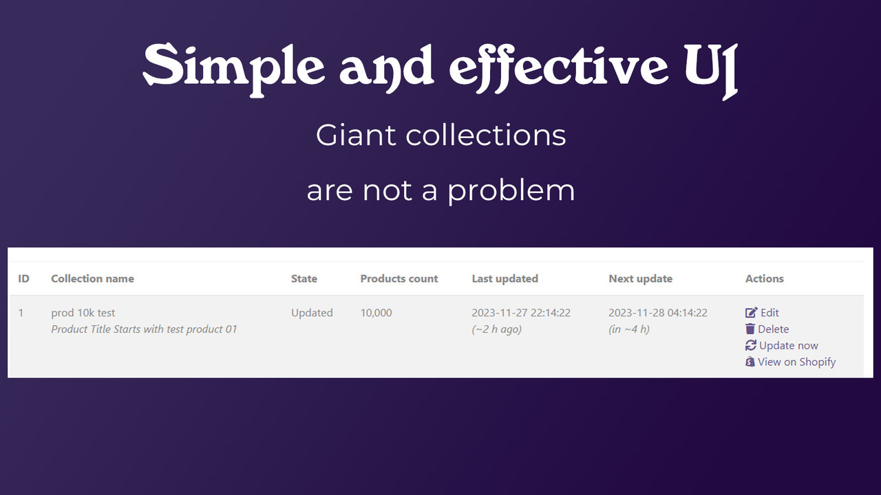 Simple and effective UI supports small & big collections