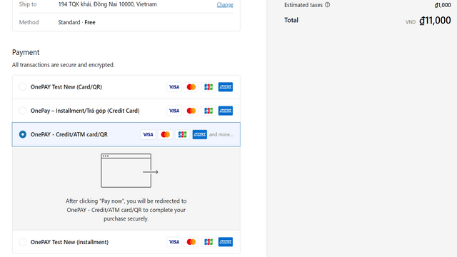 Payment method selection