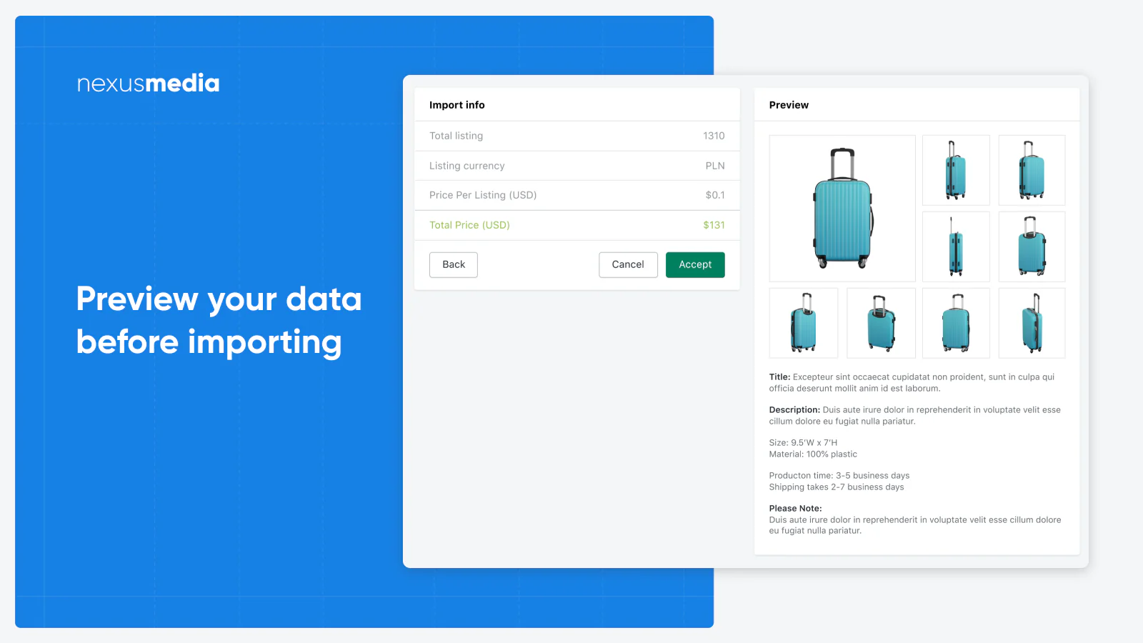 Förhandsgranska data innan import