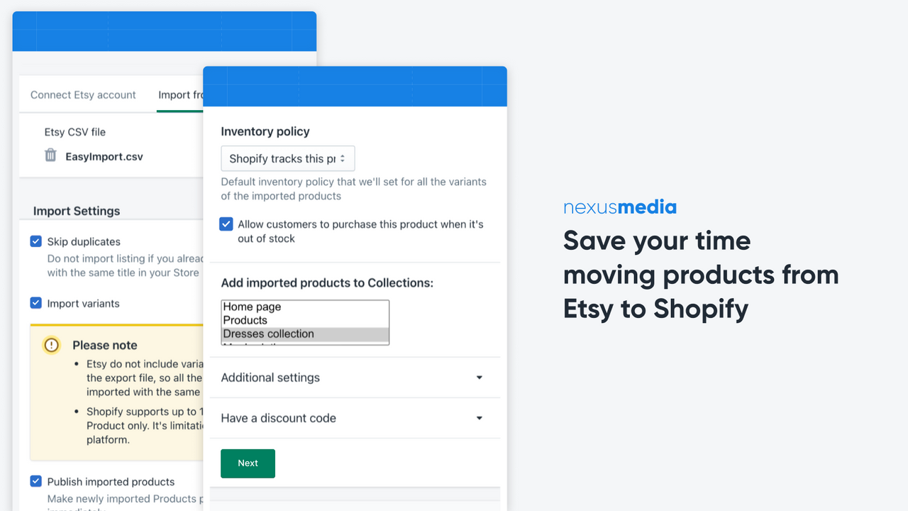 Save your time moving products from Etsy to Shopify