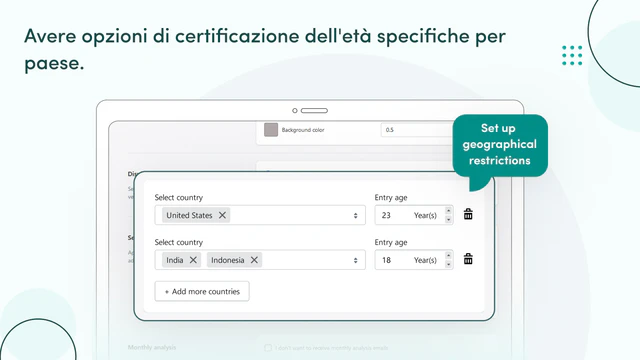 Opzioni di verifica dell'età specifiche per ogni paese.