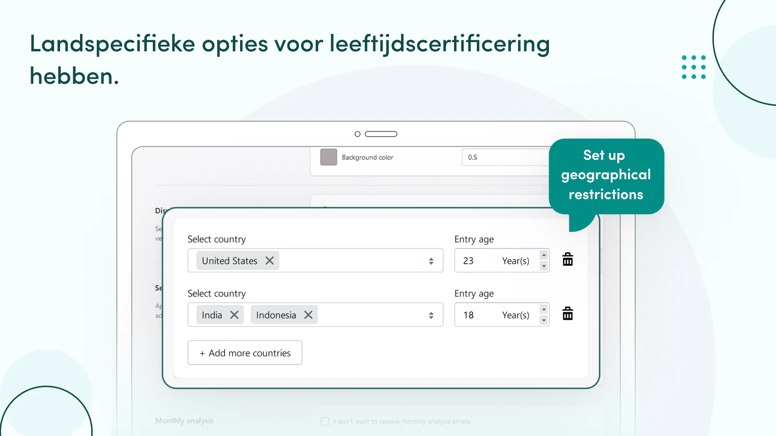 Land-specifieke leeftijdsverificatie opties.