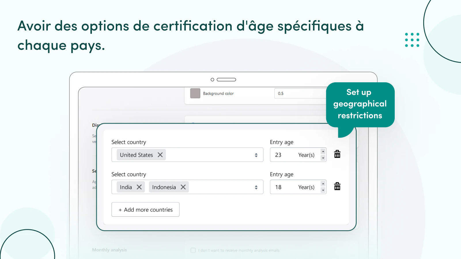 Options de vérification de l'âge spécifiques à chaque pays.