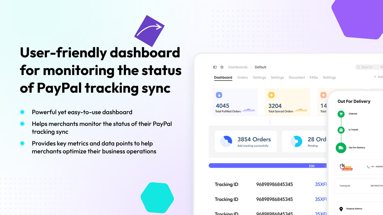 User-friendly dashboard for monitoring the status of orders