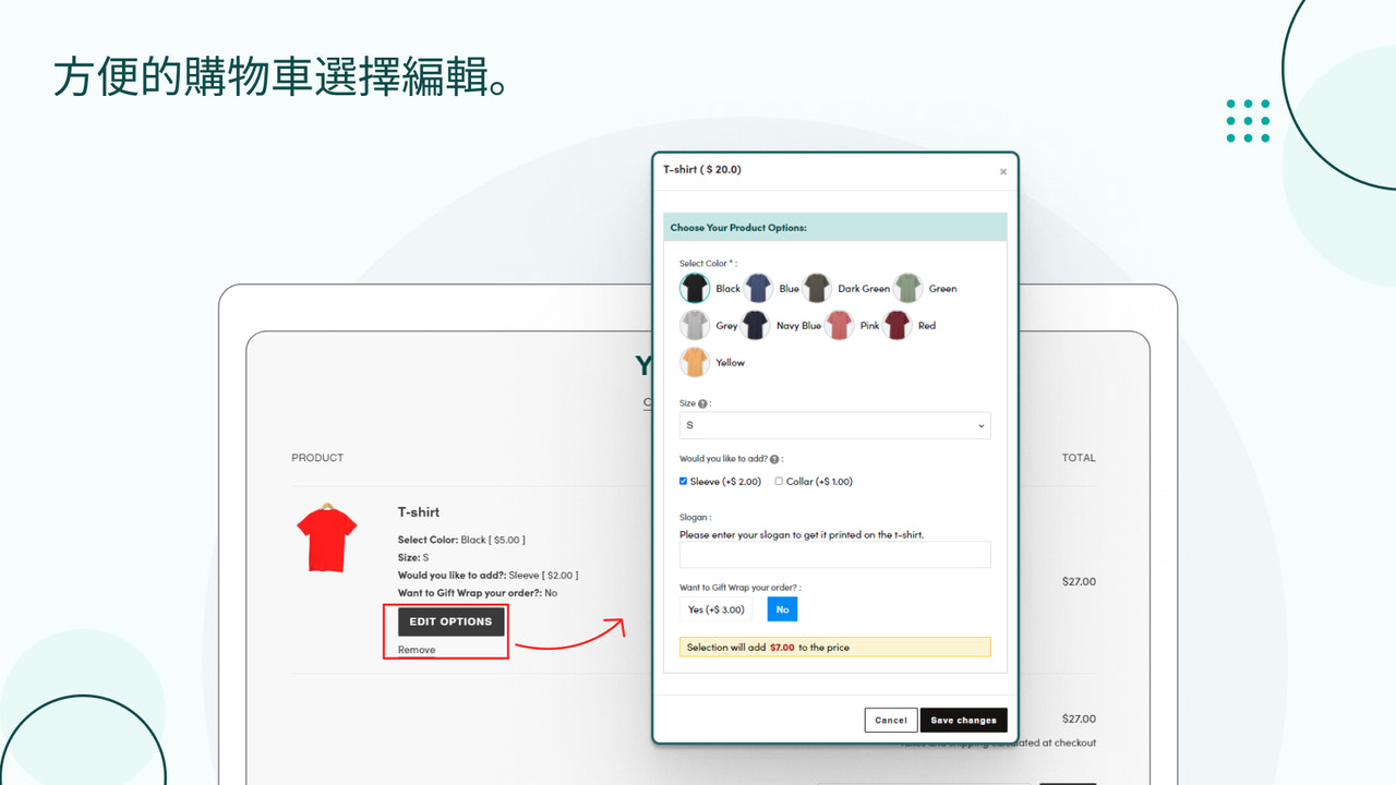 方便的购物车内选择编辑。