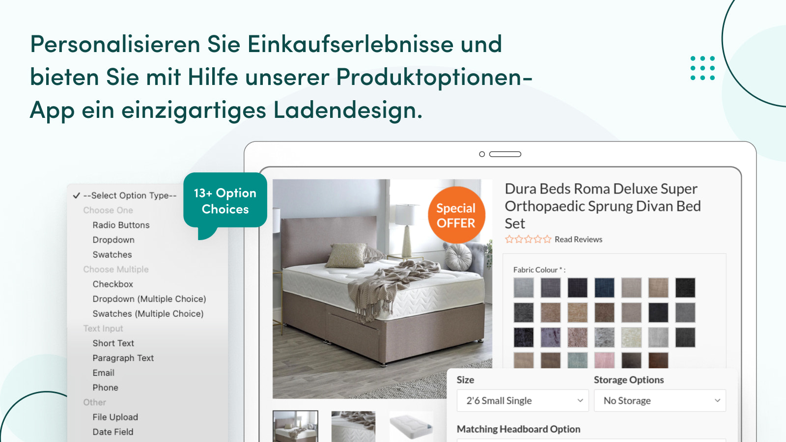 Personalisierte Einkaufserlebnisse mit Produktoptionen.