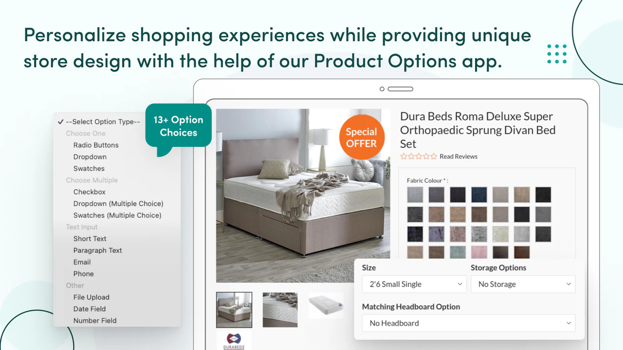 Personalized shopping experiences with unique product options.