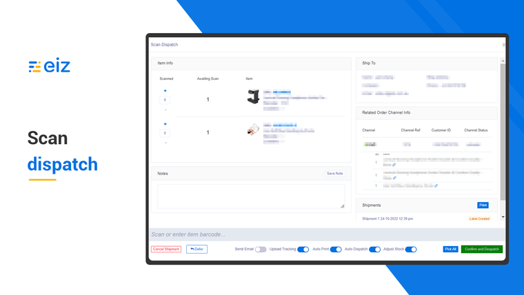 EIZ Fulfillment Technology Screenshot