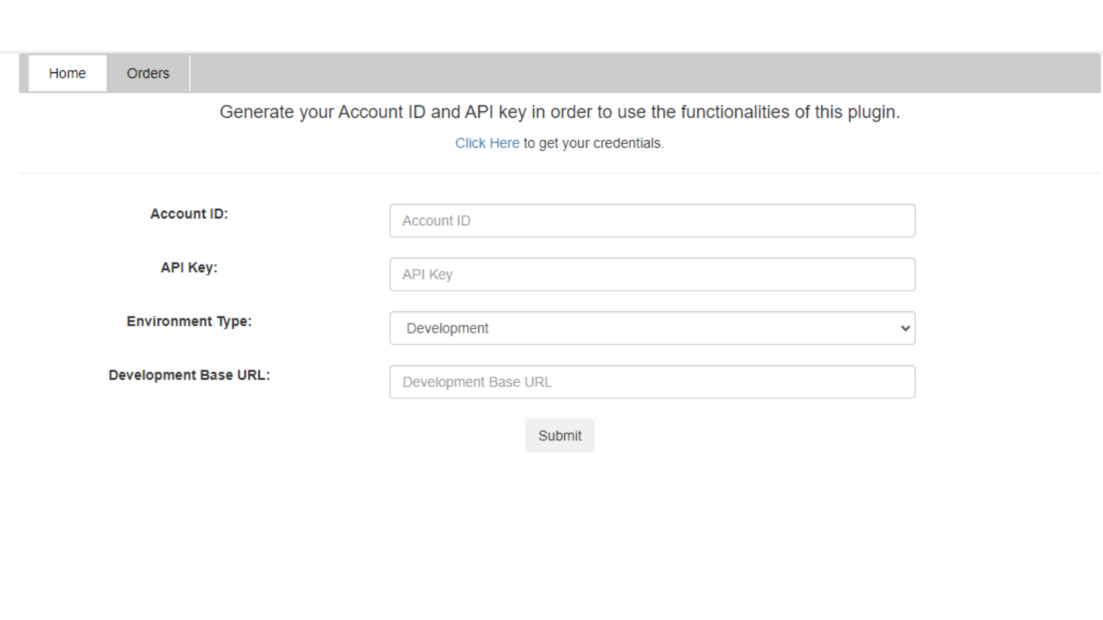 ID da conta & Chave API