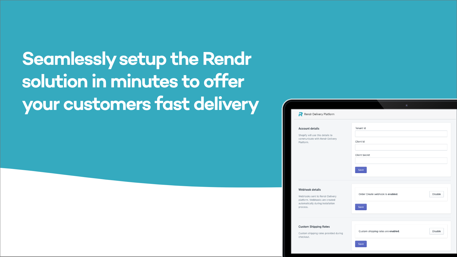 Rendr Delivery Platform Screenshot