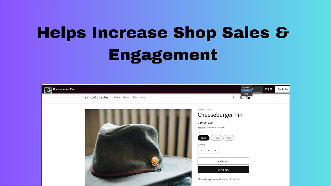 使用Sales Climb for Shopify粘性栏的快速加入购物车按钮