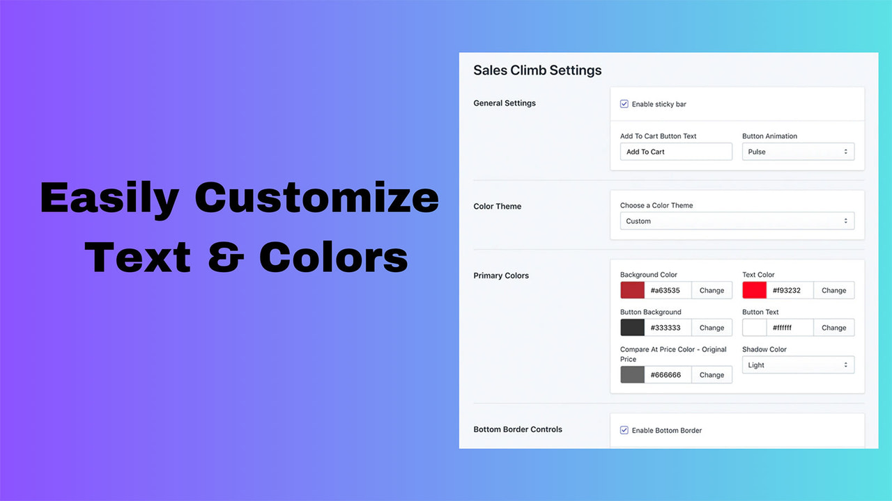  customize colors best sticky add to cart bar shopify app