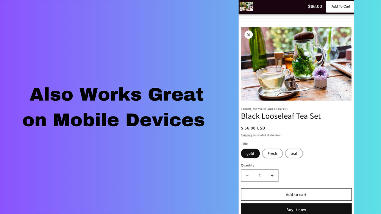 Mobile device sticky add to cart bar app for Shopify 